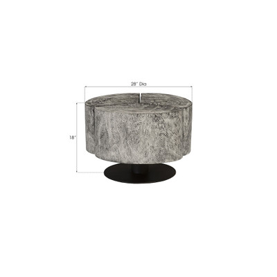 Phillips Collection Clover Coffee Table - Chamcha Wood - Gray Stone Finish - Metal Base