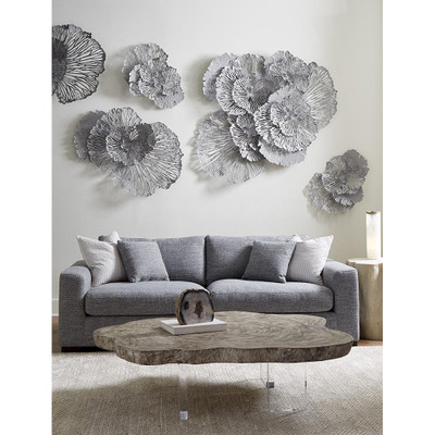 Phillips Collection Floating Coffee Table on Acrylic Legs - Gray Stone - Size Varies