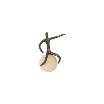 Phillips Collection Abstract Figure on Bleached Wood Base - Bronze Finish - Extended Straight Arm