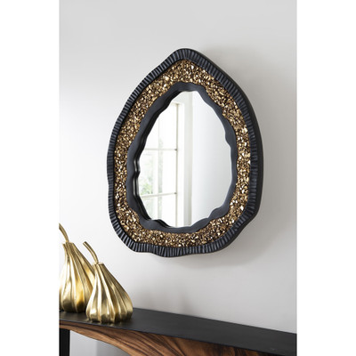 Phillips Collection Geode Mirror - Black And Gold - Matte