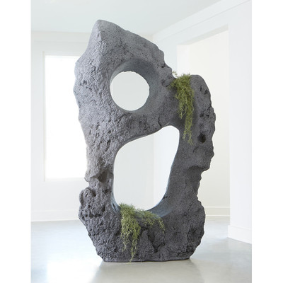 Phillips Collection Colossal Cast Stone Sculpture - Two Holes - Charcoal Stone (Closeout)