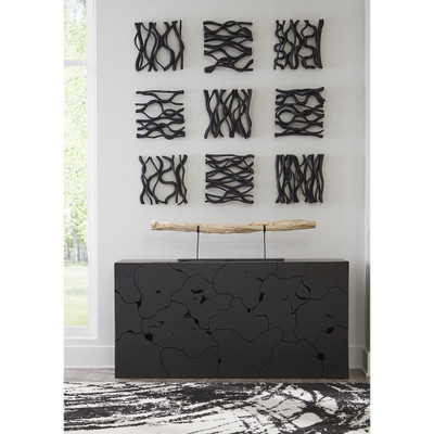 Phillips Collection Teak Slice Console Table - Black