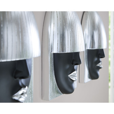 Phillips Collection Fashion Faces Wall Art - Small - Black and Silver Leaf - Set of 3