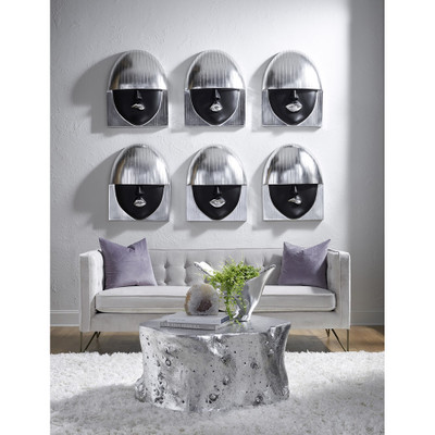 Phillips Collection Fashion Faces Wall Art - Large - Kiss - Black and Silver Leaf