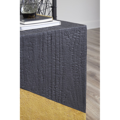 Phillips Collection Scorched Side Table - Black and Gold Leaf
