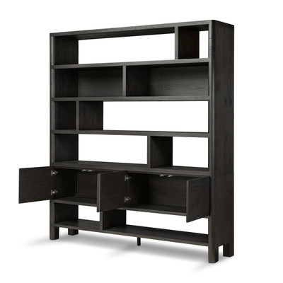 Four Hands Noeline Wide Bookcase - Smoked Black Oak
