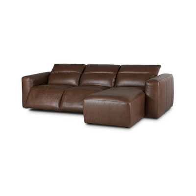 Four Hands Radley Power Recliner 3-Piece Sectional W/ Chaise - Right Chaise - Sonoma Coco