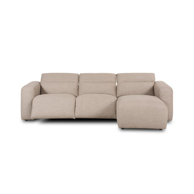 Four Hands Radley Power Recliner 3-Piece Sectional W/ Chaise - Right Chaise - Crypton Nomad Taupe