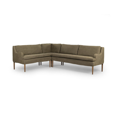 Amber Lewis x Four Hands Aurelia Dining Banquette L-Shape - Left Arm Facing - Broadway Olive - 99"