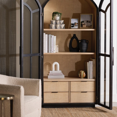 Interlude Home Claudine Glass Door Cabinet - Coffee