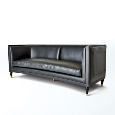 Global Views Arc Sofa - Black Leather