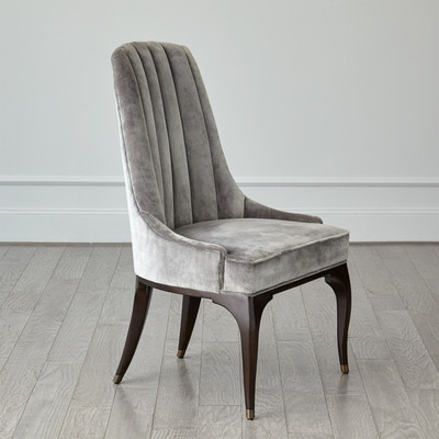 Global Views Channel Tufted Dining Chair - Gargoyle