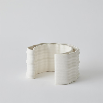 Global Views Crescent Printed Vase - Matte White - Lg