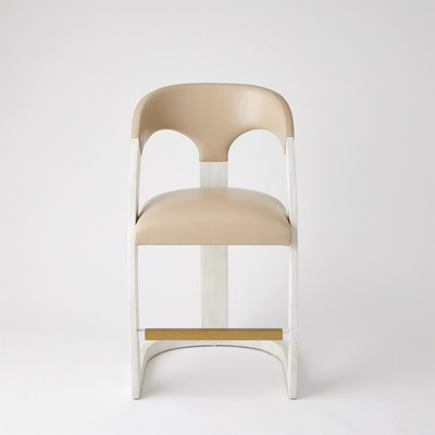 Global Views Delia Counter Stool - White Burl