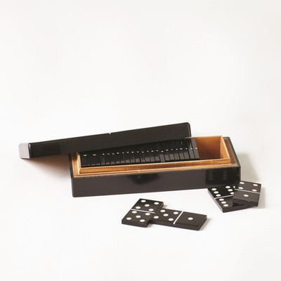 Global Views Dominoes Box - Black w - White Dots - Lg