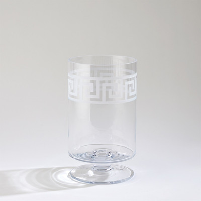 Global Views Etched Greek Key Vase - Hurricane - Tall (Closeout)