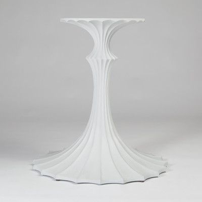 Global Views Flute Table 48 White Marble Top w - 26 White Base