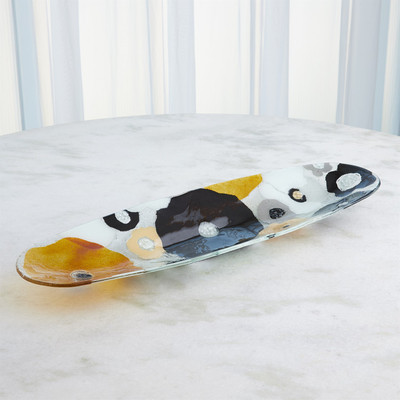 Global Views Fused Floral Boat Bowl - Neutral