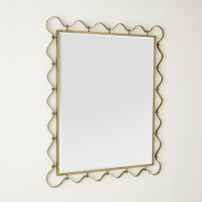 Global Views Les Vagues Mirror - Brass