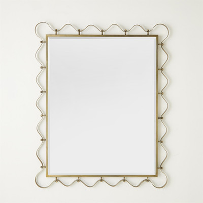 Global Views Les Vagues Mirror - Brass