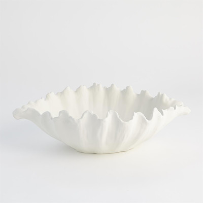 Global Views Organic Wave Oval Bowl - White - Sm