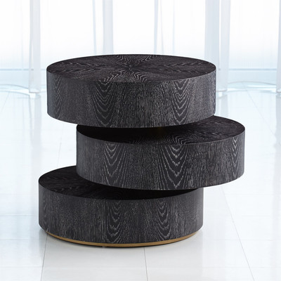 Global Views Pivot Side Table - Ebony Cerused