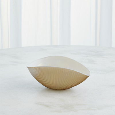 Global Views Pleated Bowl - Camel - Ivory - Med