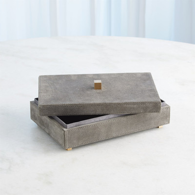 Global Views Posh Box - Grey Suede - Sm