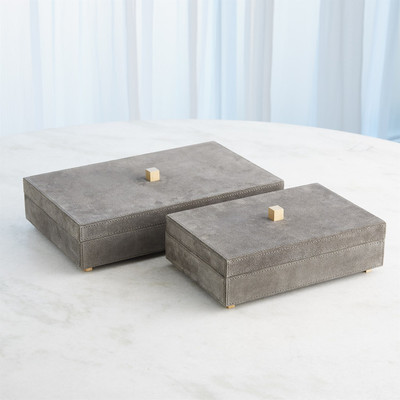 Global Views Posh Box - Grey Suede - Sm