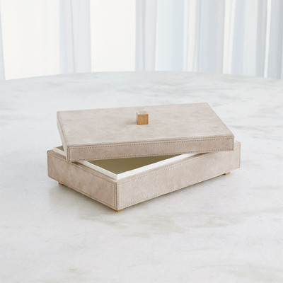 Global Views Posh Box - Parchment Suede - Lg