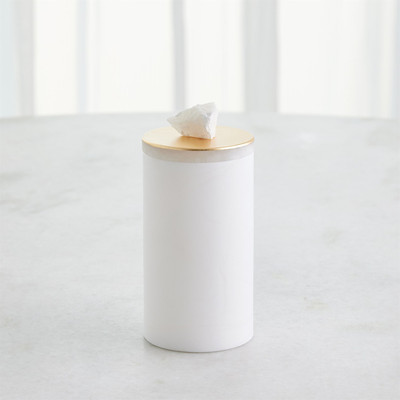 Global Views Quarry Jar - White - Gold Leaf - Lg