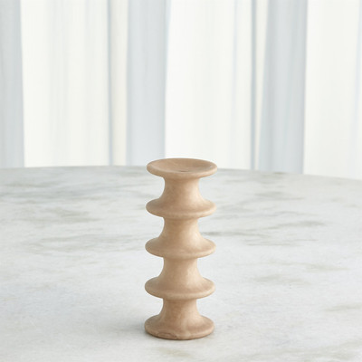 Global Views Ridge Alabaster Candlestick - Sand - Sm