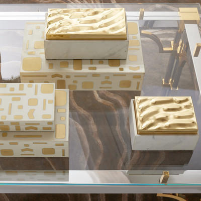 Global Views Shimmer Box - Brass - Sm