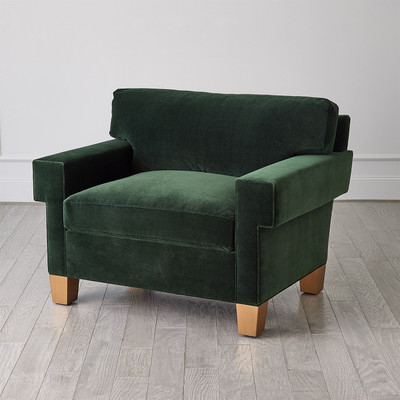 Global Views Square Arm Chair - Green Velvet (Closeout)