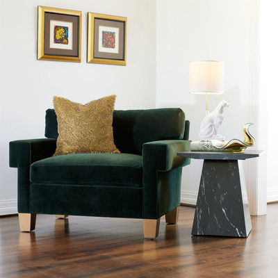 Global Views Square Arm Chair - Green Velvet (Closeout)
