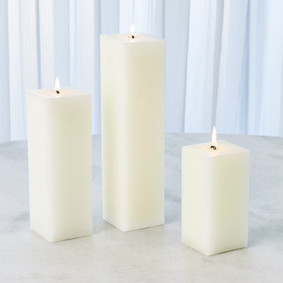 Global Views Square Pillar Candle - Unscented - 3 x 12