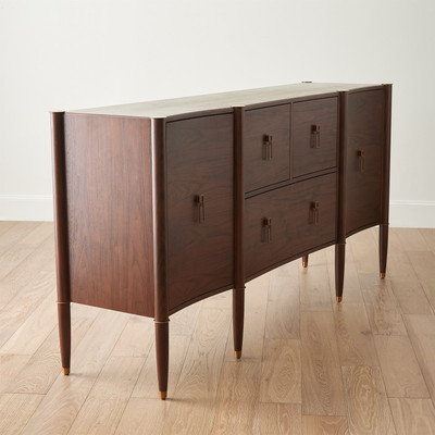 Global Views Triple Curve Cabinet - Walnut