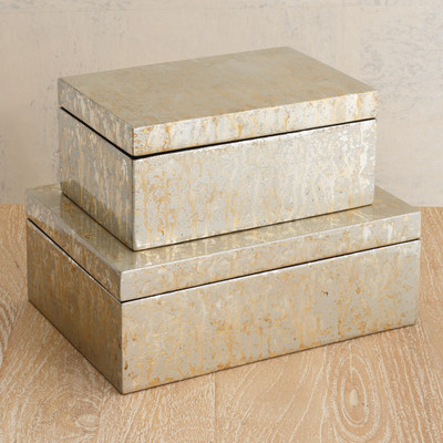 Studio A Champagne Silver Leaf Box - Lg