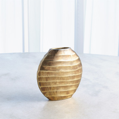 Studio A Chased Oval Vase - Antique Brass - Sm