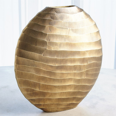 Studio A Chased Oval Vase - Antique Brass - Sm