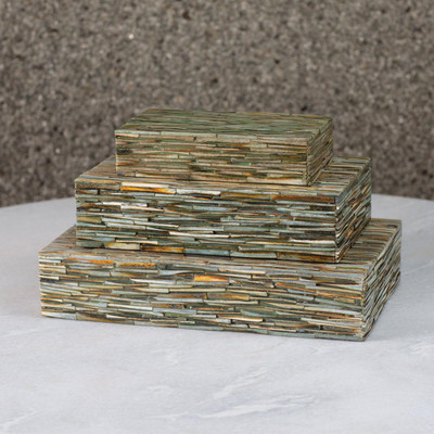 Studio A Chiseled Bone Box - Forest - Sm