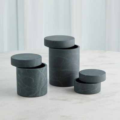 Studio A Cilindro Alabaster Box - Black - Green - Med