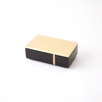 Studio A Cosmopolitan Crescent Box - Polished Brass - Black Marble