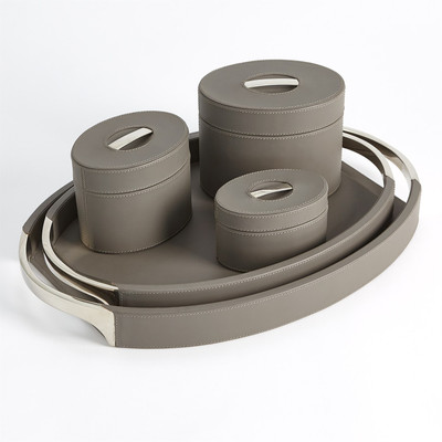 Studio A Roberts Tray - Fossil Grey w - Nickel - Lg