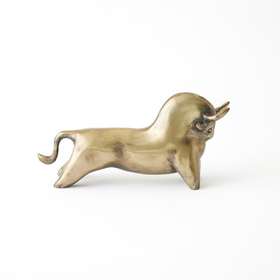 Studio A Sampson Bull Sculpture - Antique Brass