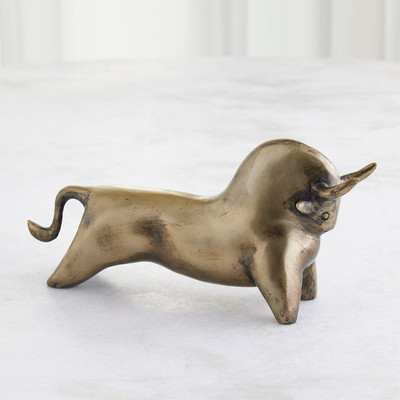Studio A Sampson Bull Sculpture - Antique Brass
