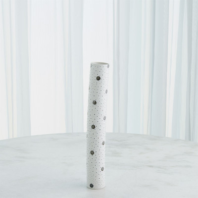 Studio A Spotted Tube Vase - White w - Black Spots - Sm (Closeout)