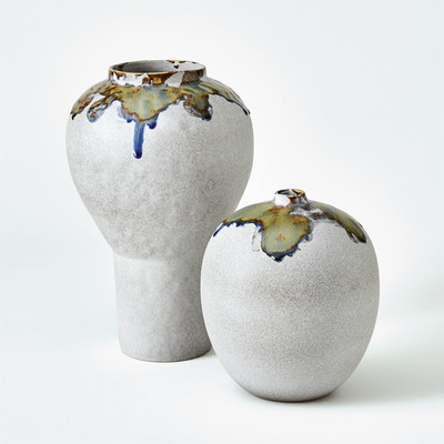 Studio A Volcan Footed Vase - Grey - Reactive Green