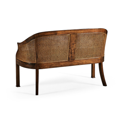 Jonathan Charles Casual Accents Walnut Salon Settee Cane Back Seat