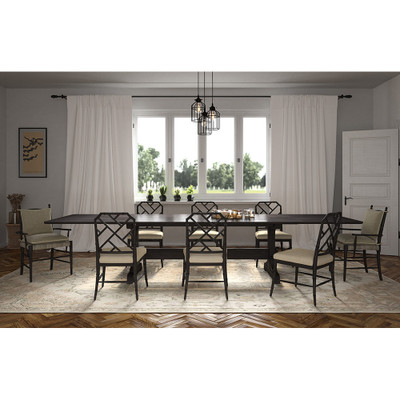 Jonathan Charles Timeless Epoch Trestle Dining Table in Ebonized Oak